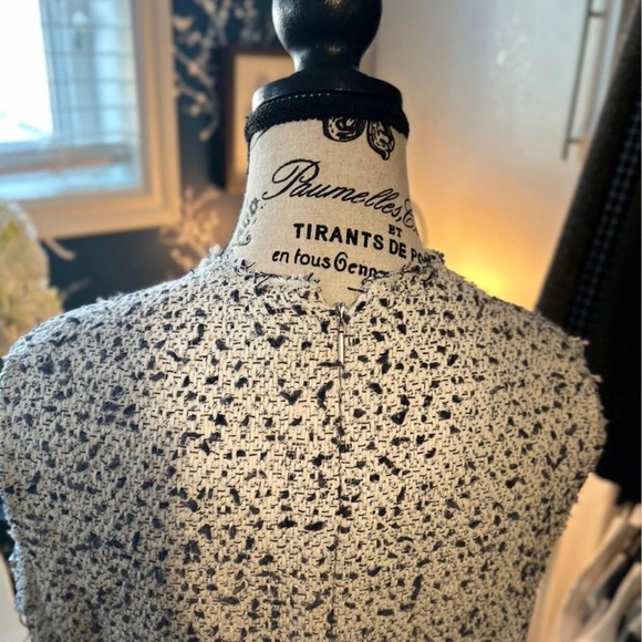 STUNNING, REBECCA TAYLOR, white with blue and grey tweed dress 👗 in size 16 - Picture 6 of 10
